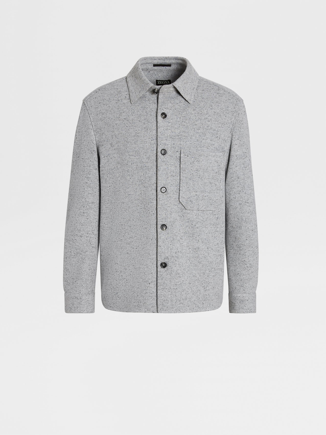 Grey Mélange Wool and Cashmere Blend Overshirt
